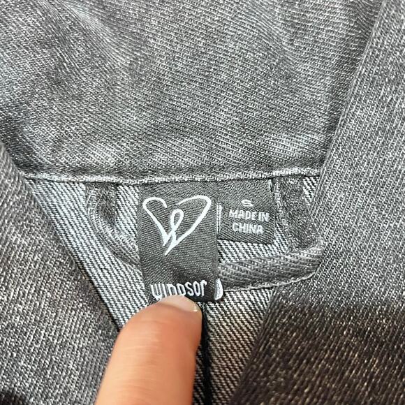 Windsor Denim Jacket Small Black Rhinestones All Over Bedazzled New - Picture 4 of 8